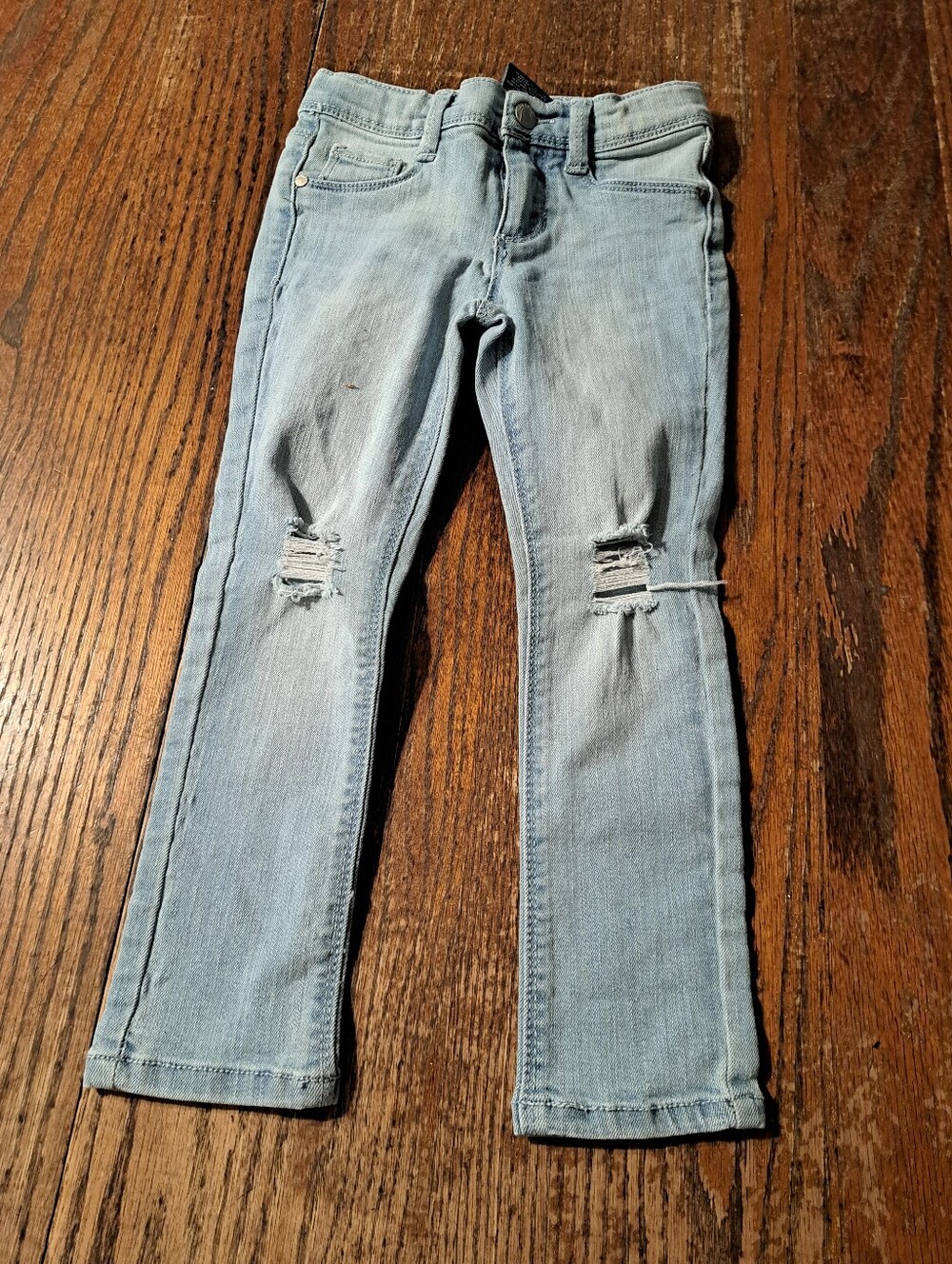 Blue Spice Girl Distressed Light Wash Skinny Denim Jeans Adjustable Waist Size 4
